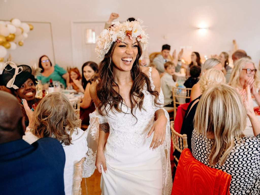 Bride entering the wedding reception