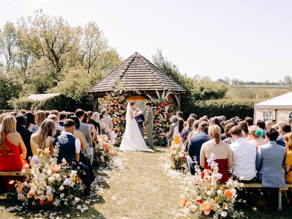 Beautiful decoration of Knockerdown's outdoor wedding gazebo